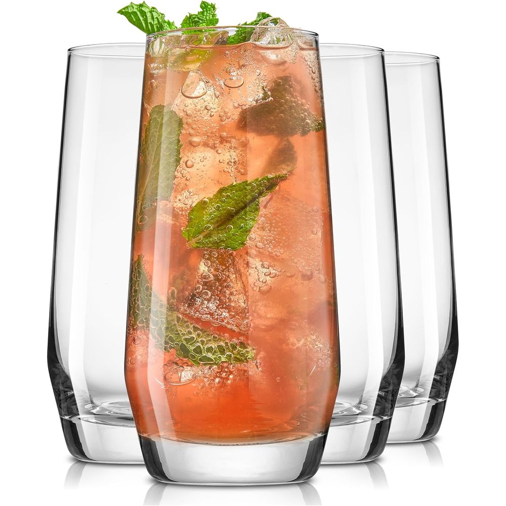 Highball Glass Set - 18.5オンス ハイボールグラスセット、4ピース背の高いクリスタル製グラス、水、モヒート、トムコリンズ、カクテル用