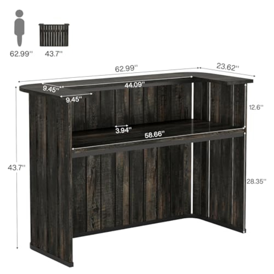 家庭用パブ向けの木製ホームバーユニット、ラスティックブラウン - Home Bar Shelves のレビューと価格