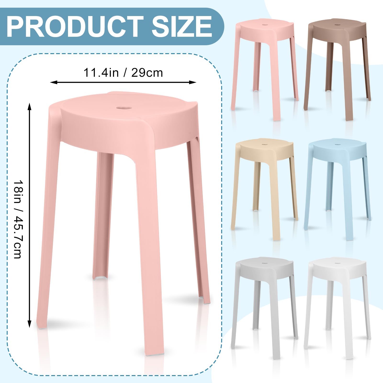 1/6パック プラスチック製スタッキングスツール 18インチ - Home Bar Seating のレビューと価格