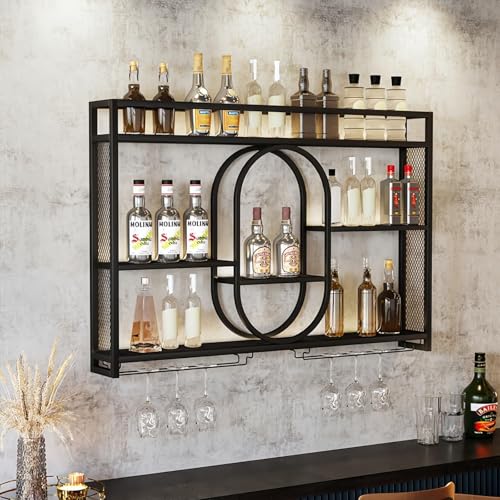 39インチのアップグレード版金属製壁掛けワインラック、3段の - Home Bar Shelves のレビューと価格