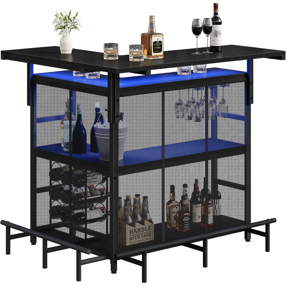ホームバーユニット、グラスホルダー付きL字型バーテーブル、4 - Home Bar And Cabinet のレビューと価格