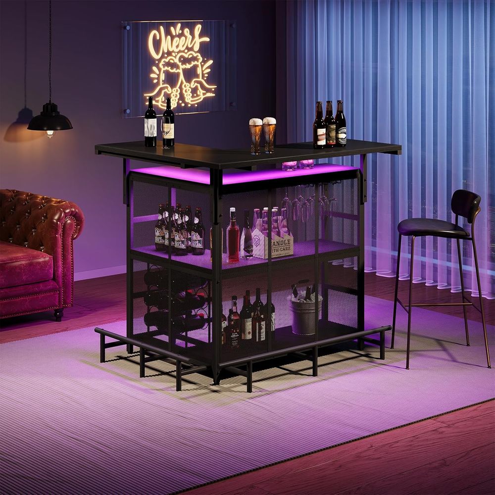 ホームバーユニット、グラスホルダー付きL字型バーテーブル、4 - Home Bar And Cabinet のレビューと価格