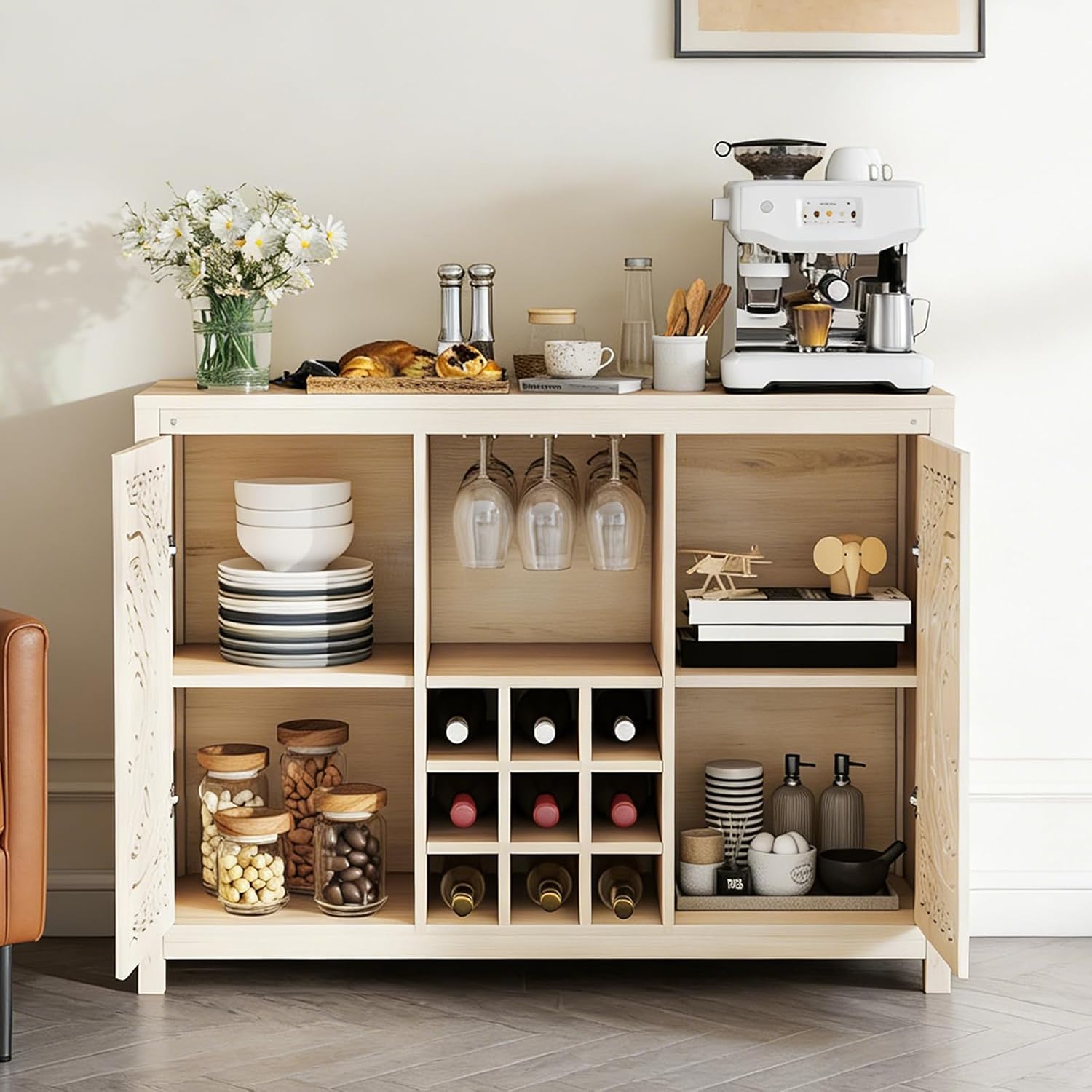木製バーキャビネット、調節可能なワインラックと収納付き、リビ - Home Bar And Cabinet のレビューと価格