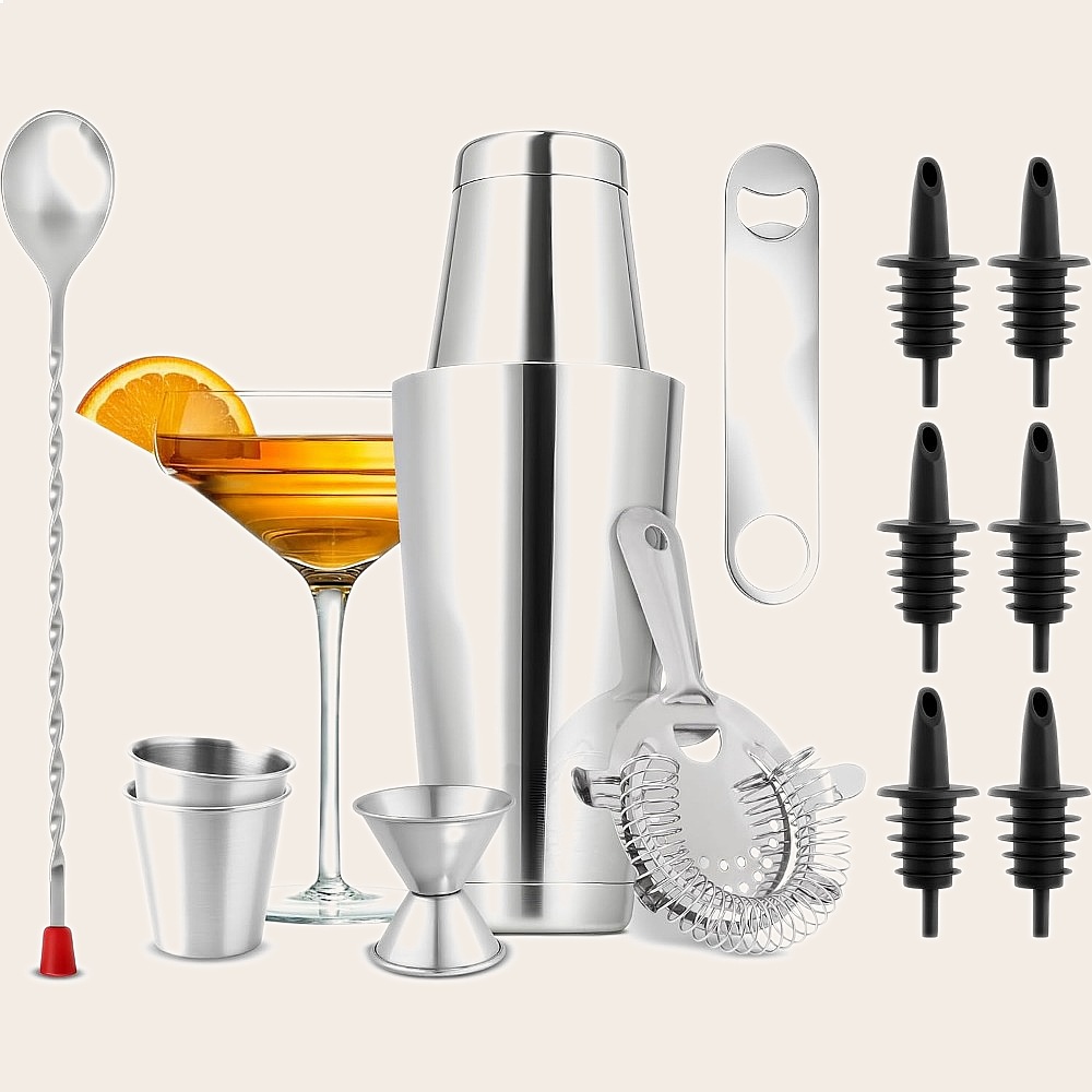 15点ステンレス製カクテルシェーカーセット（バーツール、レシ - Cocktail Recipe Book のレビューと価格