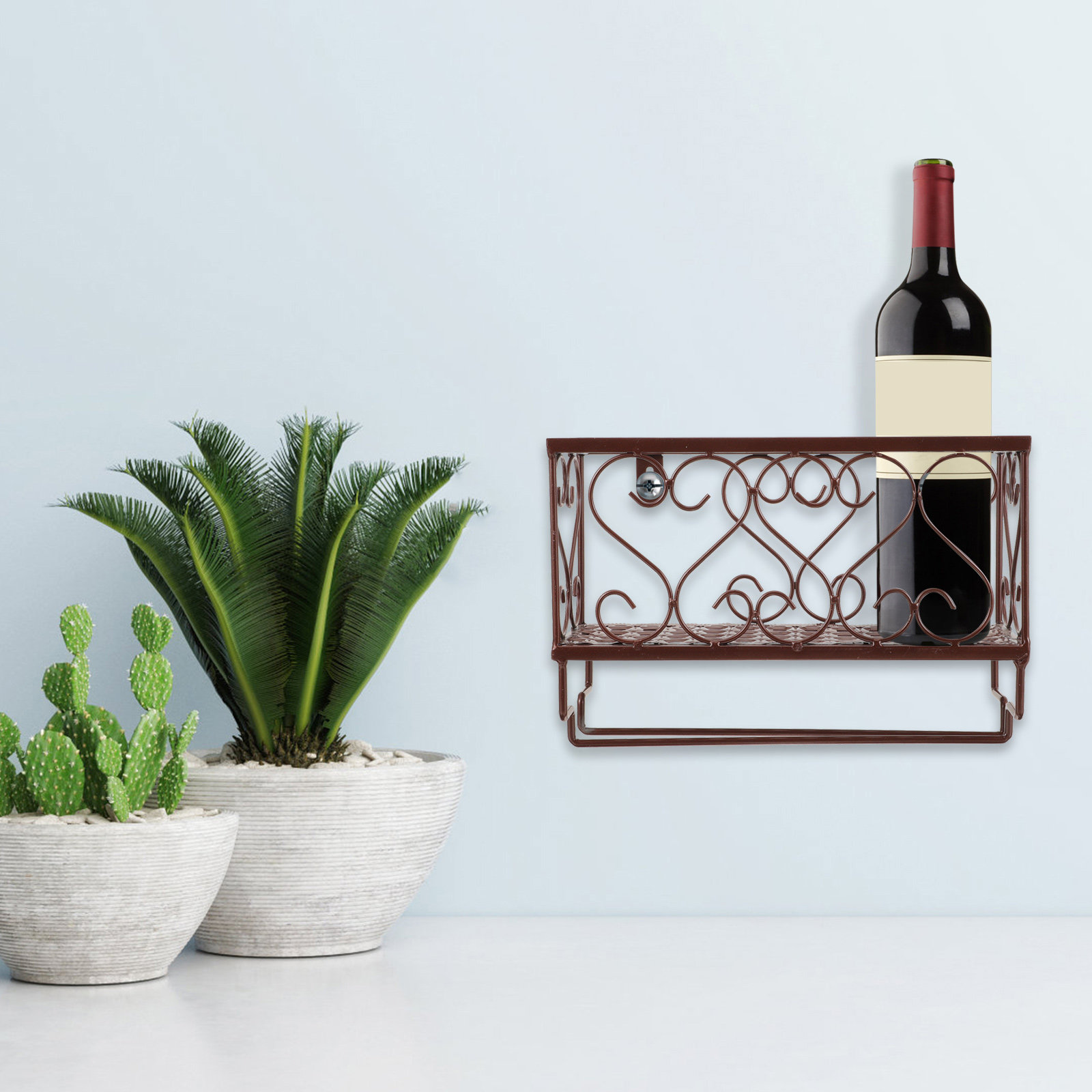 省スペース壁掛けワインラック ボトル・ゴブレット用 プレミア - Home Bar Shelf のレビューと価格