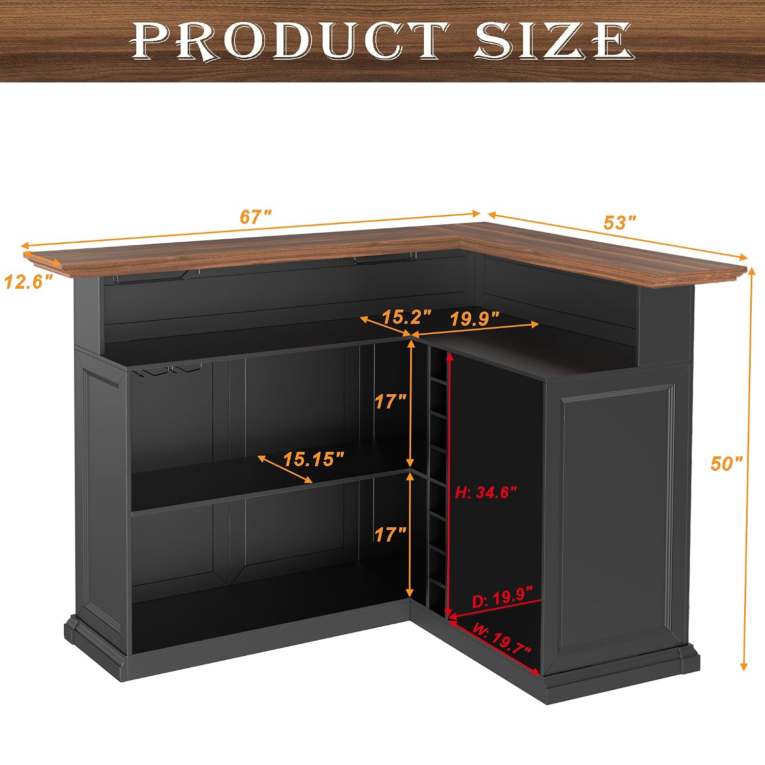 L字型ホームバーキャビネット（冷蔵庫スペース付き）、大型地下 - Home Bar And Cabinet のレビューと価格
