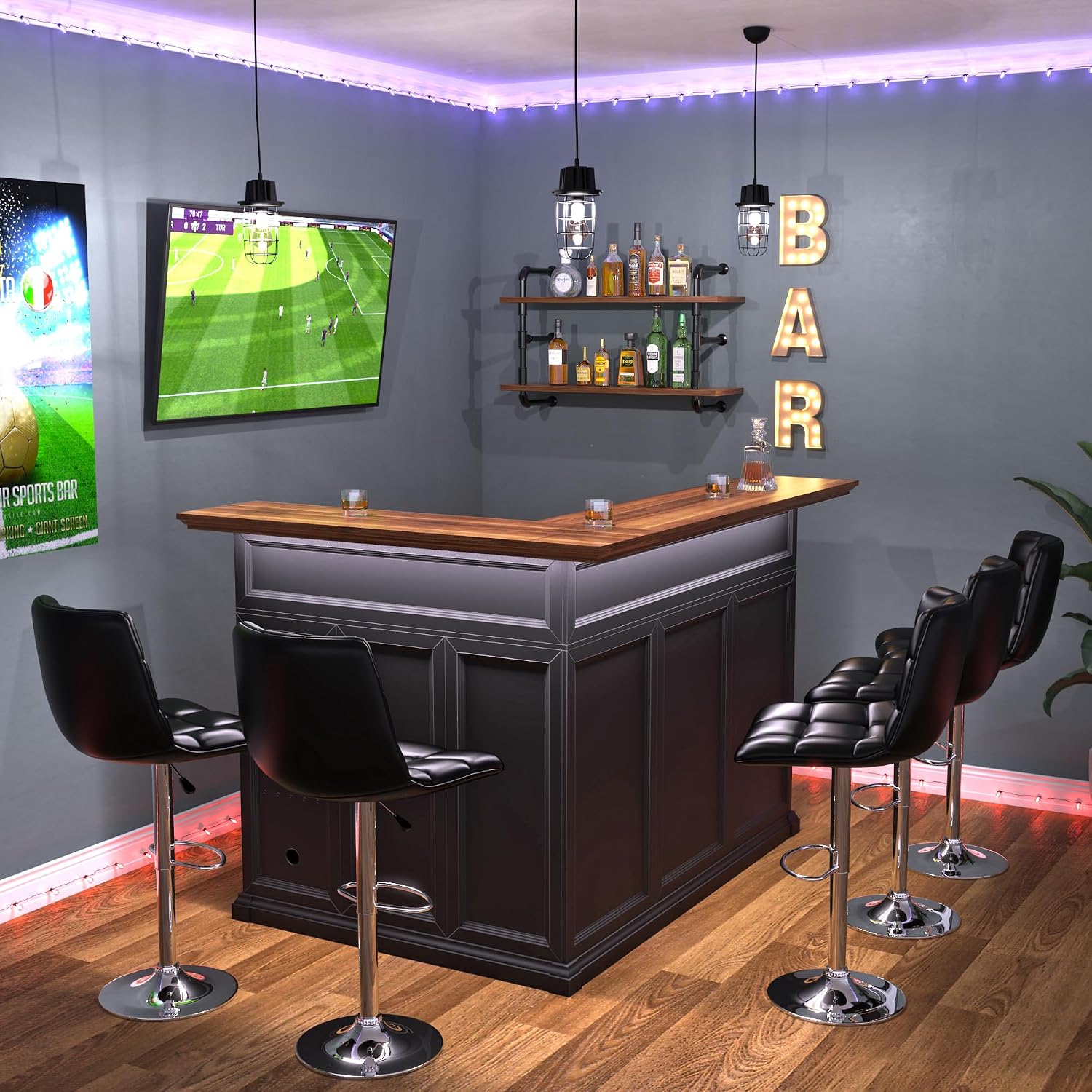 L字型ホームバーキャビネット（冷蔵庫スペース付き）、大型地下 - Home Bar And Cabinet のレビューと価格